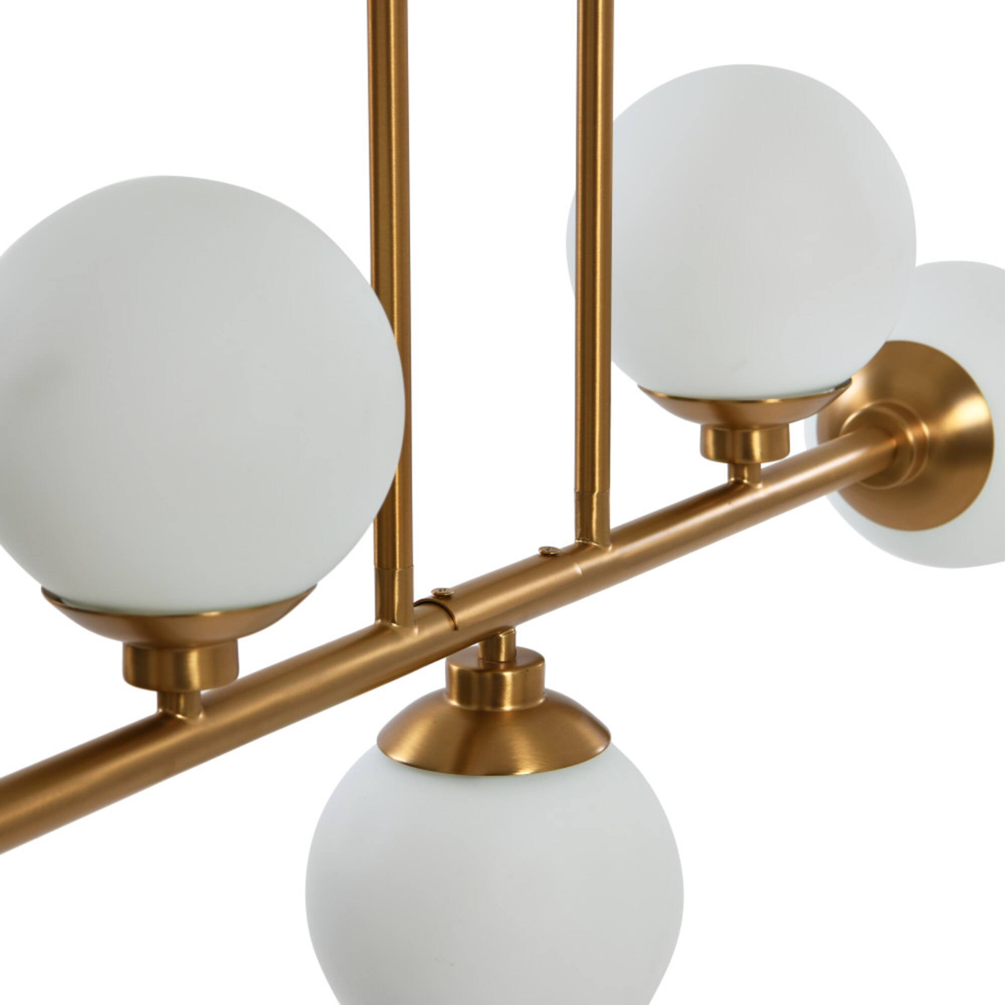 Hello Honey® Robert Stevenson Lighting Lorne 34" Brushed Gold 5-Light Metal and Frosted Glass Chandelier